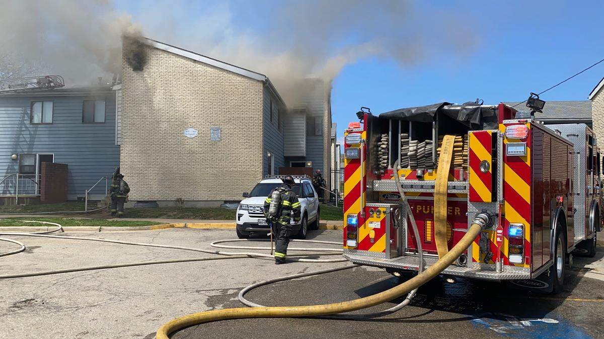 No one was injured after a fire started in an apartment complex on 12th Street in Kansas City on April 25, 2022. Kansas City firefighters were dispatched to the fire at 2:10 p.m., which started in an attic space in the two-story apartment building.