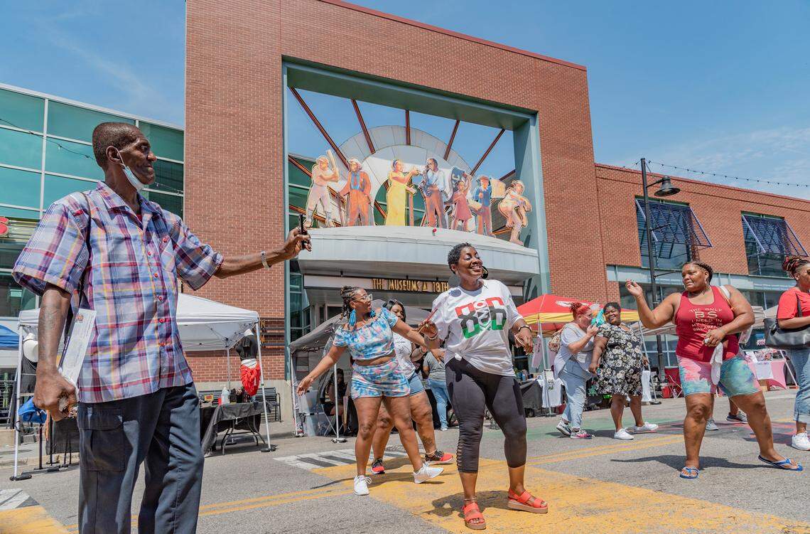 Visitors broke into dance to a DJ’s music at the 2022 816 Day event in the 18th and Vine District.