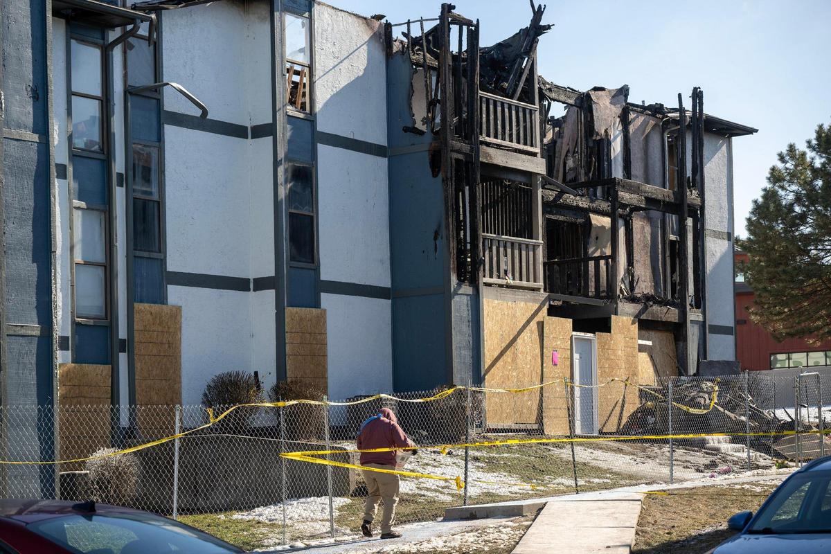 The aftermath of a devastating fire was visible at the Indy Ridge Apartment complex in Independence on Thursday, Jan. 23, 2025. The blaze, which occurred Wednesday, claimed the lives of a family of four, including two children, ages 3 and 8, and their parents.