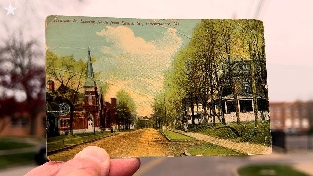 After Harry Truman’s family moved to Independence, Missouri, in 1890, the future president met his future wife, Bess Wallace, at Sunday School in the First Presbyterian Church, which is pictured in a postcard from the early 1900s.