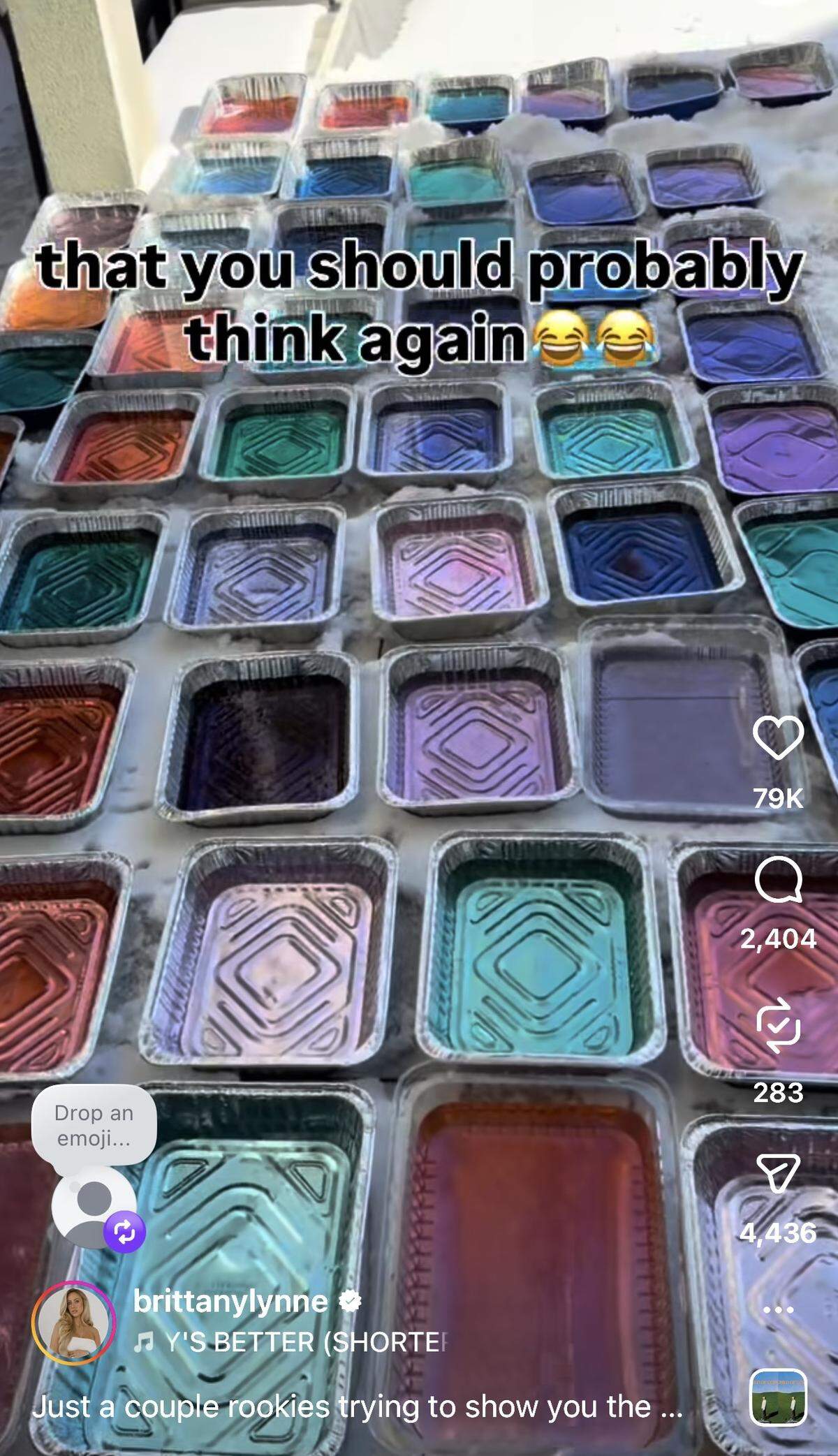 Pans of water were dyed with food coloring.