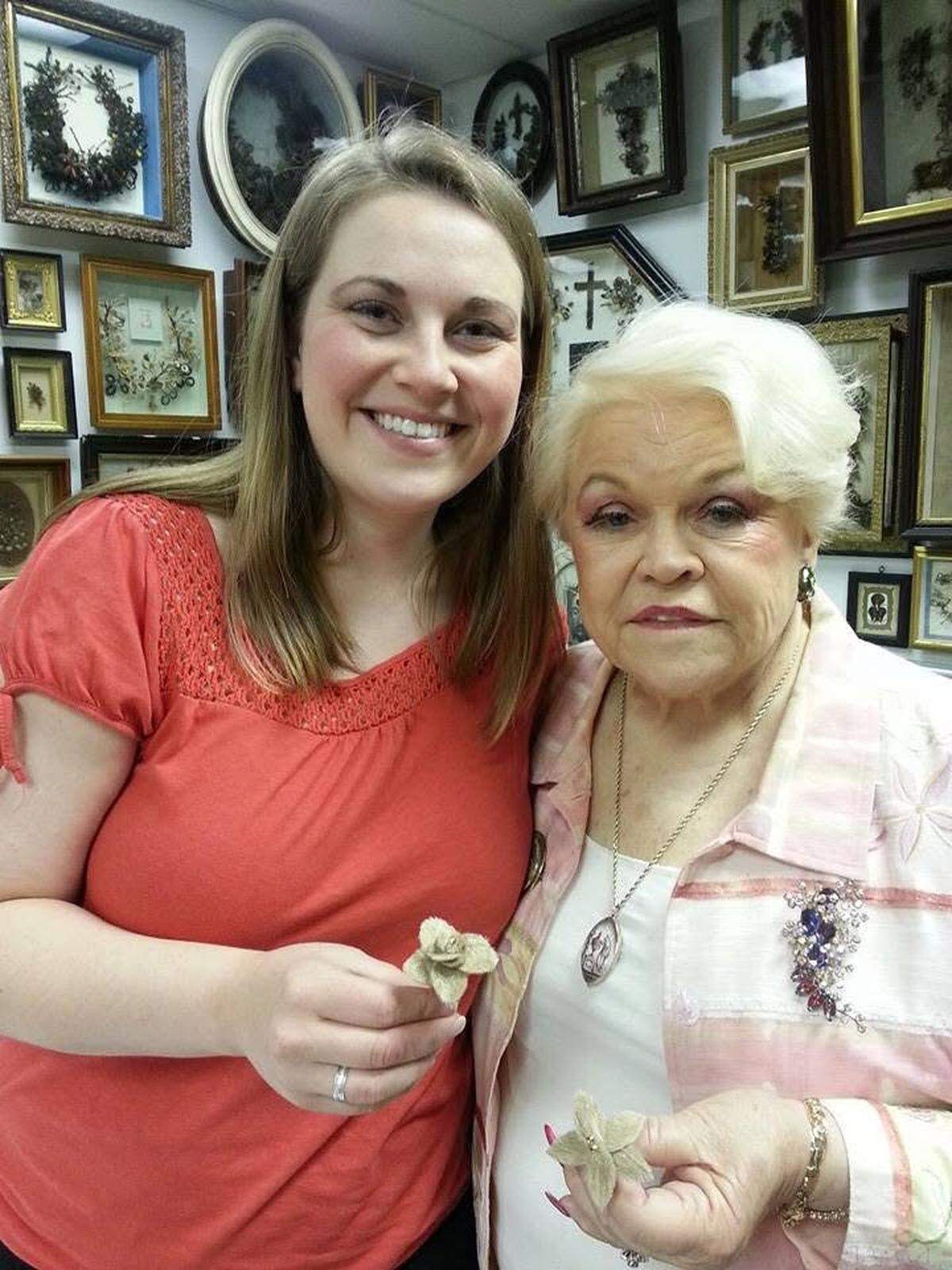 Lindsay Evans, left, granddaughter of Leila Cohoon, is one of several relatives who have been working to find homes for Cohoon’s hairworks at museums across the U.S.