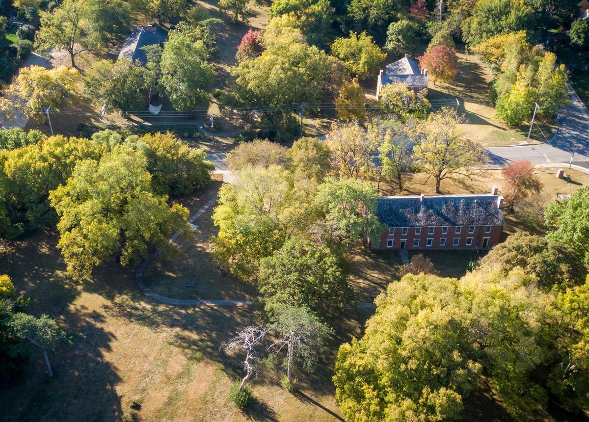 Shawnee Indian Mission, now a state historic site in Fairway, operated as a manual labor school for Native American children from 1839 to 1862.