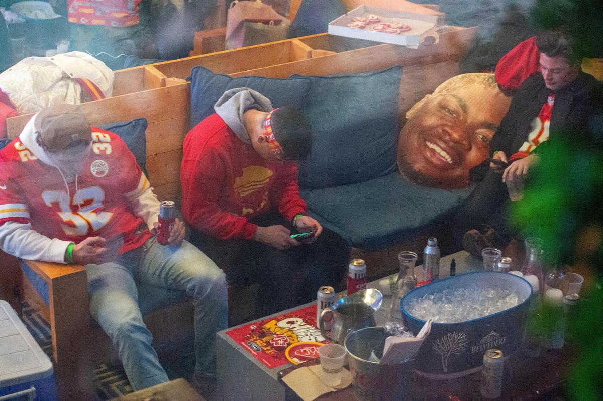 Chiefs fans were dejected inside McFadden’s Sports Saloon after the Kansas City Chiefs lost to the Tampa Bay Buccaneers in the Super Bowl LV Sunday night, Feb. 7, 2021.