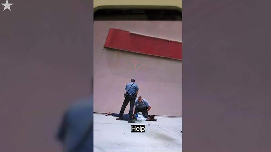 Kansas City police officers Charles Prichard and Matthew Brummett are seen on video during an arrest that led to charges against them for felony assault. Black officers noticed that they remained on the job after they were indicted.