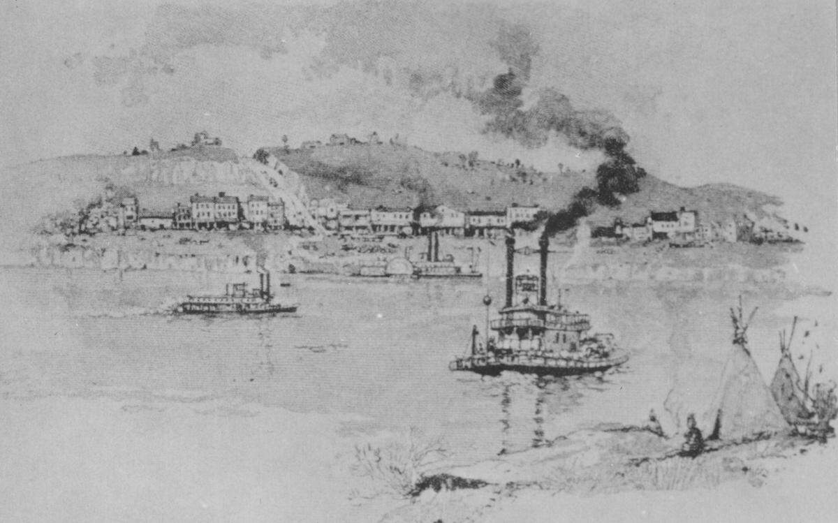 Drawing of Westport Landing in 1855.