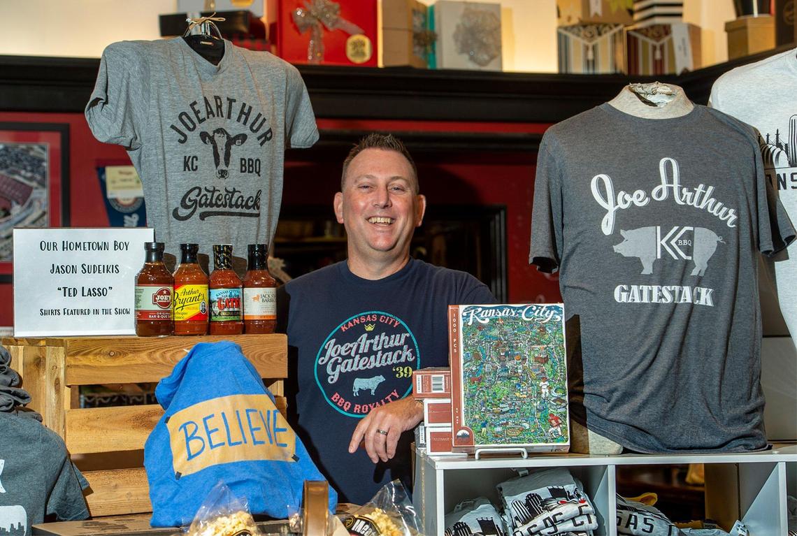 Brendan Curran of Lenexa, a longtime friend of Jason Sudeikis, created some of the Kansas City T-shirts Sudeikis wore on “Ted Lasso.” His shirts are sold in several shops around Kansas City, including Best of Kansas City in Crown Center.