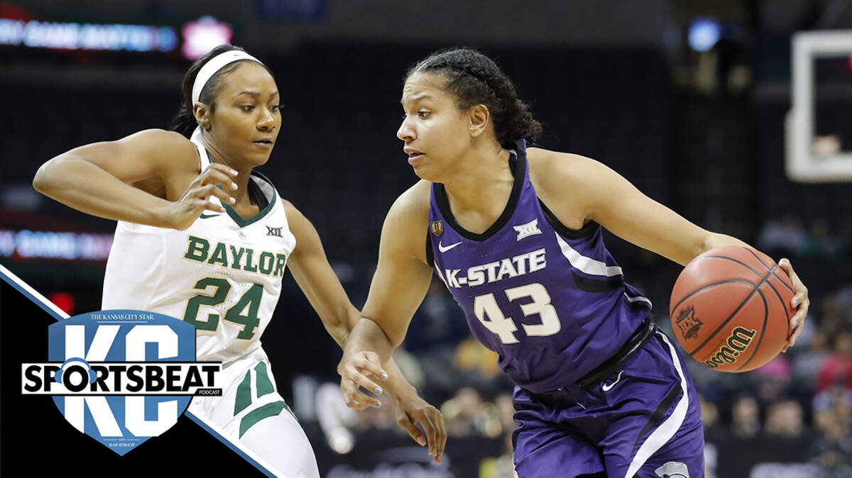 Kansas State guard Christianna Carr (43) drives to the basket as Baylor guard Chloe Jackson (24) defends during the second half of an NCAA college basketball game in the Big 12 women’s conference tournament in Oklahoma City, Sunday, March 10, 2019. (AP Photo/Alonzo Adams)