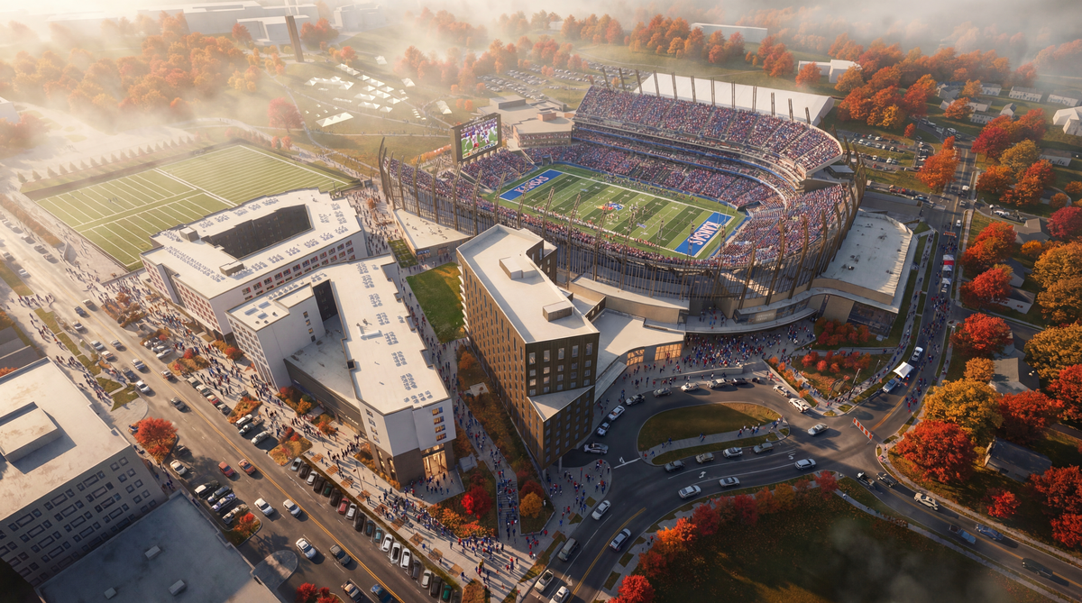 The Kansas Jayhawks athletic department released renderings on Jan. 22, 2026 of Phase 2 of the university’s ongoing refresh of David Booth Kansas Memorial Stadium in Lawrence.
