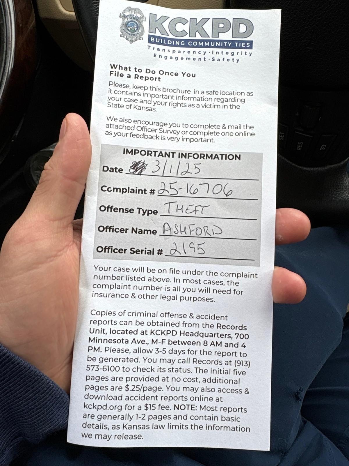 Even Hernandez filed a theft report with the Kansas City, Kan. Police on Saturday, March 1, after as many as 40 people cashed faked checks totaling some $32,000.