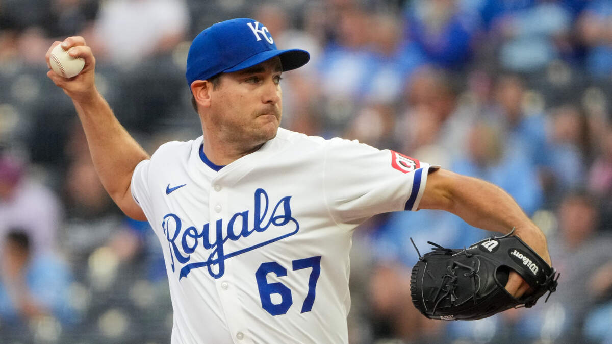 May 6, 2025; Kansas City, Missouri, USA; Kansas City Royals starting pitcher Seth Lugo (67) delivers a pitch against the Chicago White Sox in the first inning at Kauffman Stadium. Mandatory Credit: Denny Medley-Imagn Images
