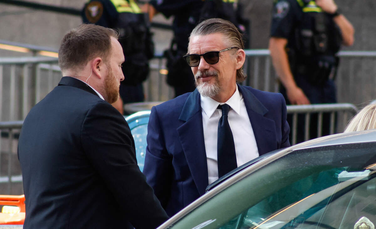 US actor Ethan Hawke arrives at Madison Square Garden.