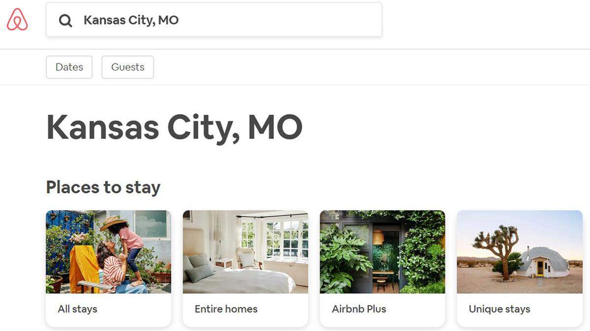 Airbnb’s Kansas City listings page