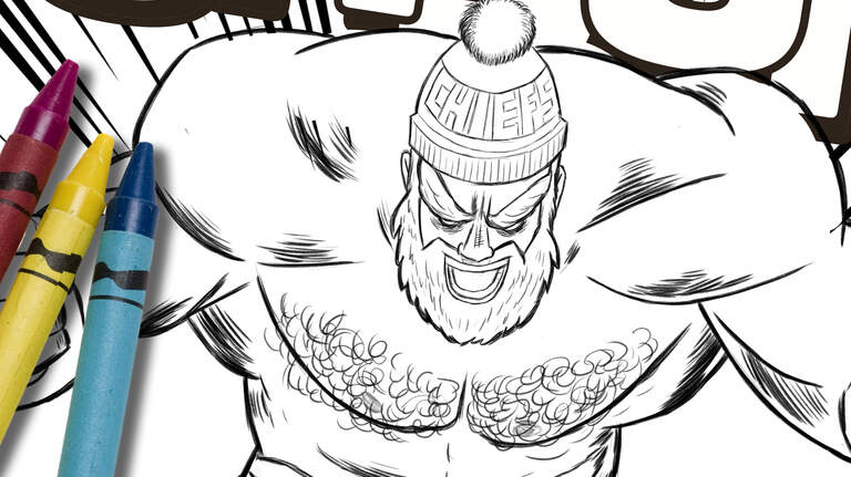 Cheer on the Chiefs with big bro Jason Kelce as you color your way to the Super Bowl