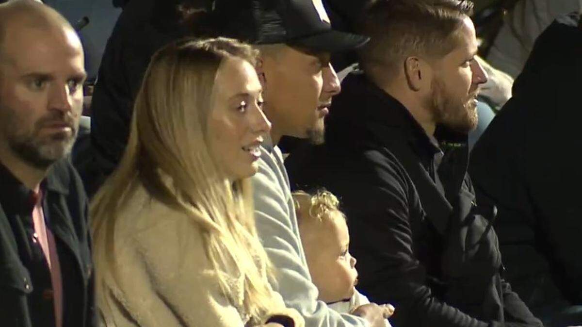 Patrick and Brittany Mahomes at the Blue Valley West-Blue Valley football game on Friday.
