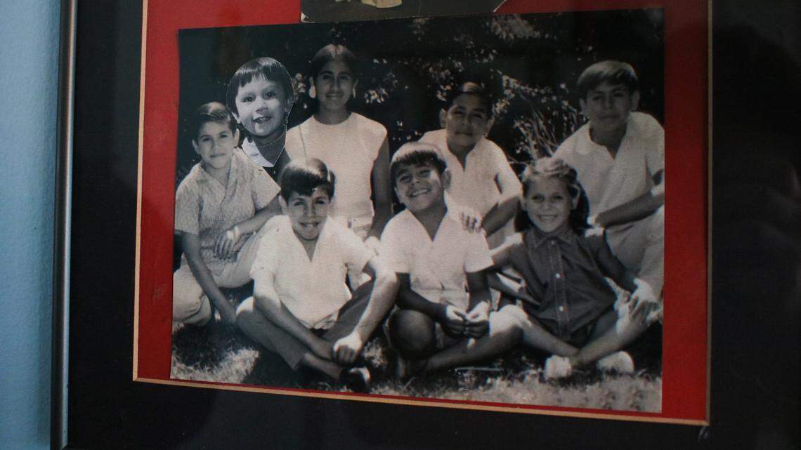 A photo of Keno Rodriguez and his siblings as children in Chile is seen at the home of Keno Rodriguez on Sunday, April 19, 2026.