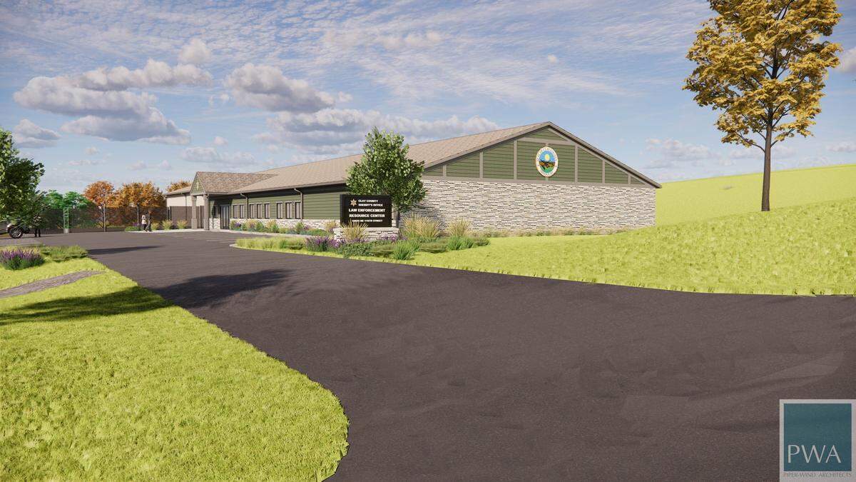 Architectural renderings of Clay County’s planned Law Enforcement Resource Center, which will be built at 16414 NE 116th St. next year.