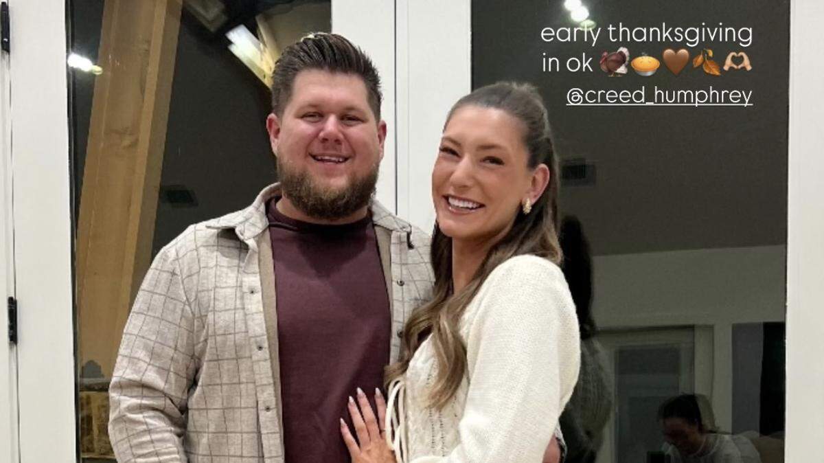 During bye week, Chiefs offensive lineman Creed Humphrey and his girlfriend, Ana Demmer, headed to his home state of Oklahoma to celebrated an early Thanksgiving with family and friends. The Chiefs play in Dallas on Thanksgiving Day.