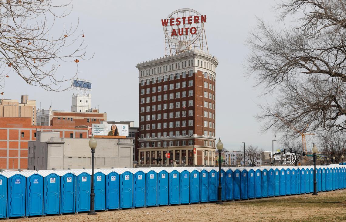 Portable toilets are already being placed near Union Station for Wednesday’s Super Bowl parade for the Kansas City Chiefs. Parade organizers said the Royals parade in 2015 had 200 portable toilets along the route. The Chiefs parade will have 700.