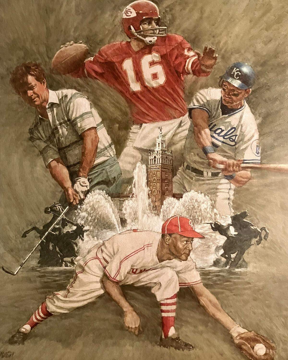 Some of artist John Boyd Martin’s previous work. His latest is the portrait of former Royals manager Ned Yost for his induction into the Royals Hall of Fame.