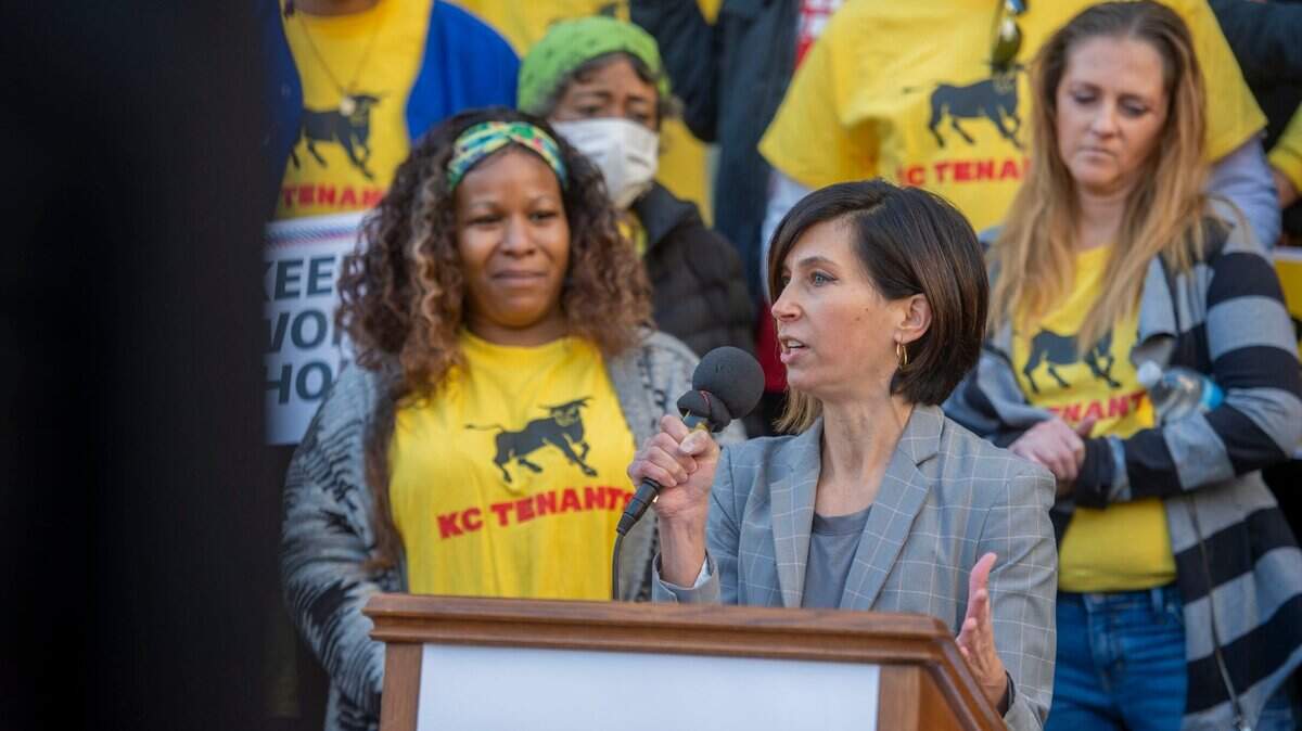 Gina Chiala, Executive Director and Lead Attorney for Heartland Center for Jobs and Freedom, speaks on the importance of the ordinance that established Right to Counsel in Kansas City.