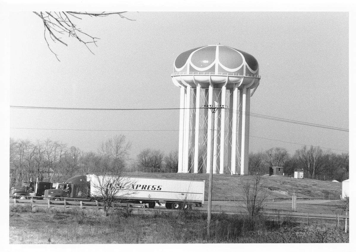 The water tower that serves the Worlds of Fun amusement park was painted just days before opening the park.