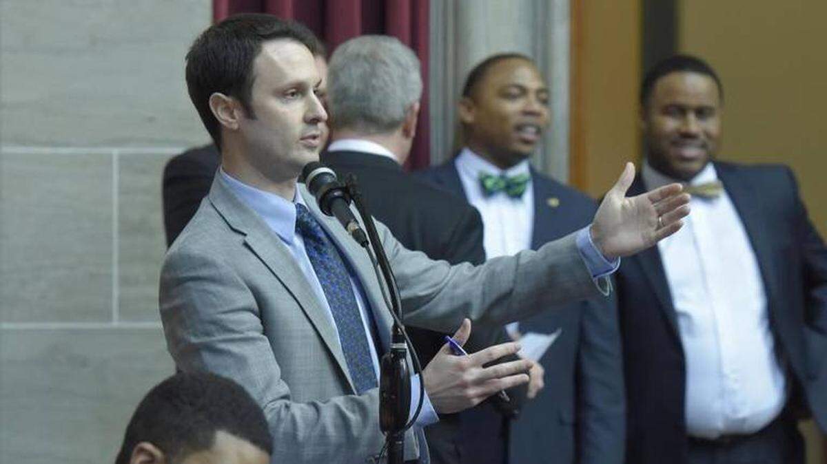 Jon Carpenter, seen here during a floor debate in the Missouri General Assembly, is questioning results of his Clay County Commission primary race in which he received zero votes in several precincts.
