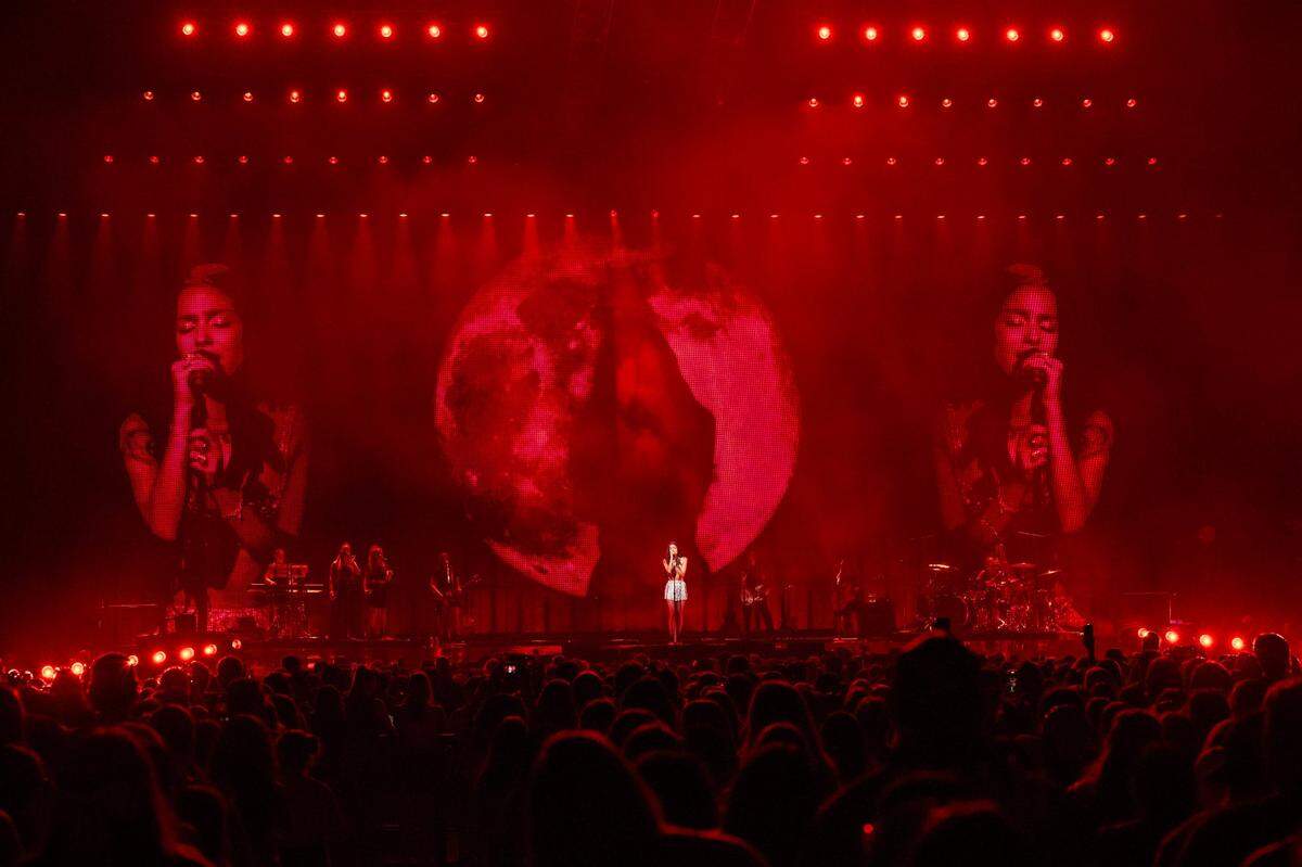 Singer Olivia Rodrigo performs the song ‘vampire’ during her Guts World Tour concert at T-Mobile Center on Friday, July 26, 2024, in Kansas City.