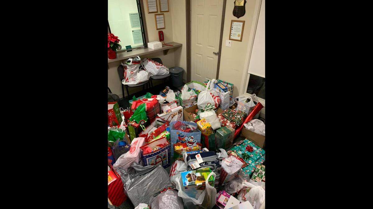 After a 3-year-old boy and his dog were abandoned at a cemetery in Hinckley, Ohio, before Christmas, the community provided gifts to the child, police say. Photo from Hinckley Police Department on Facebook.