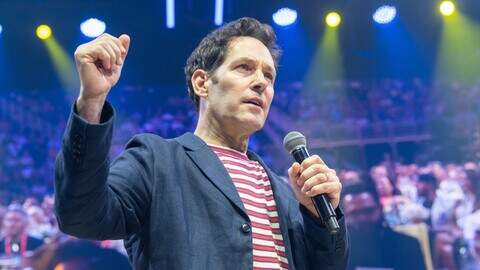 Paul Rudd speaks to the crowd at the Big Slick fundraiser on Saturday, May 30, 2026, at T-Mobile Center. The annual fundraiser put on by famous Kansas City celebrities raises money for Children’s Mercy Hospital. Paul Rudd speaks to the crowd at the Big Slick fundraiser on Saturday, May 30, 2026, at T-Mobile Center. The annual fundraiser put on by famous Kansas City celebrities raises money for Children’s Mercy Hospital.
