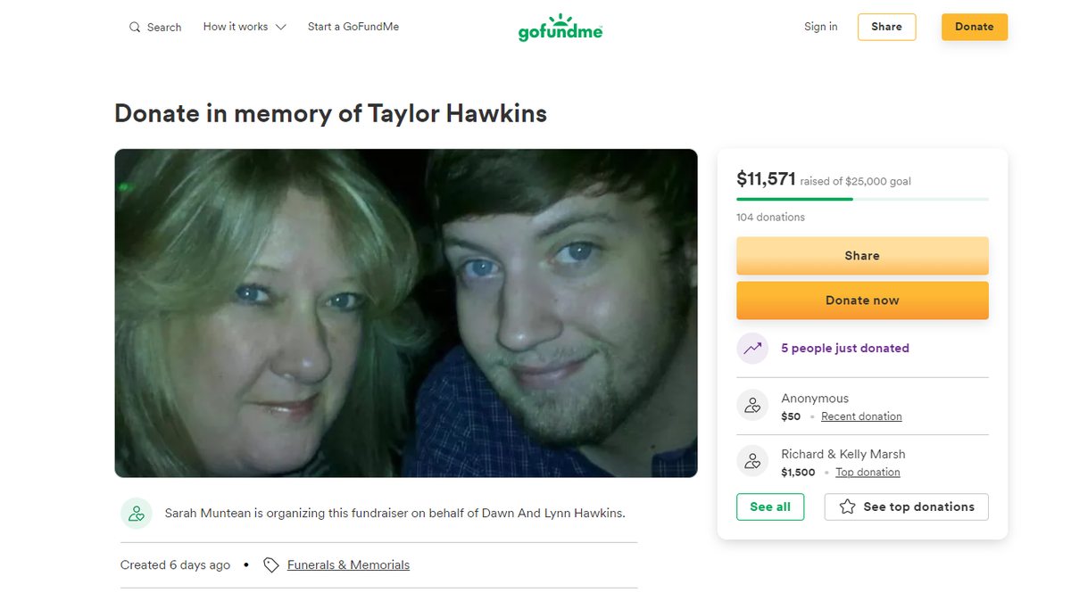 A GoFundMe has been created seeking donations for the family of Taylor Hawkins, a 31-year-old man who was shot and killed in rural Platte County on June 28. Authorities are searching for two persons of interest in connection with the homicide.