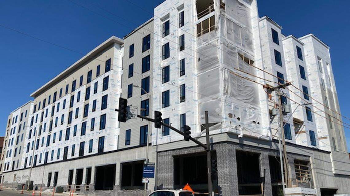 The Wonderland apartments, a project by developer Lux Living, is under construction at 1923 Broadway Boulevard in Kansas City.