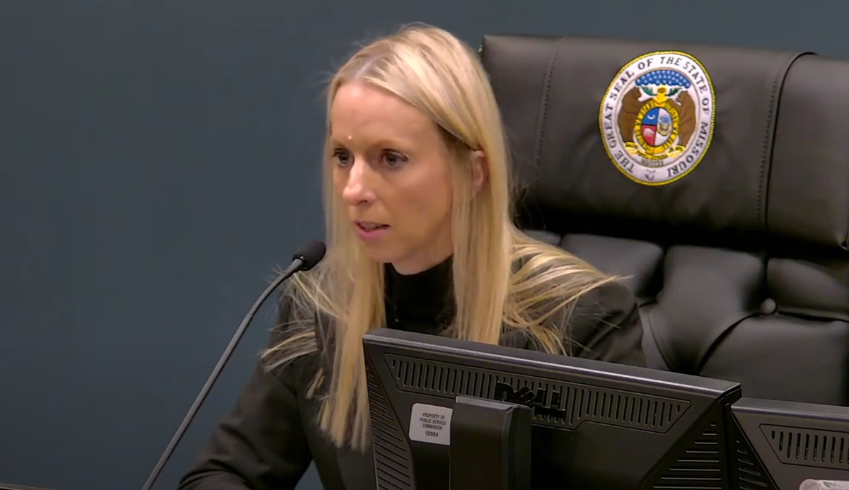 Kayla Hahn, the chair of the Missouri Public Service Commission, runs an agenda meeting on Wednesday, Jan. 8, 2025 in this screen capture from the meeting’s online livestream.