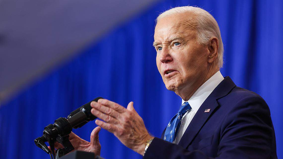 President Joe Biden delivers remarks at the U.S. Department of Labor on December 16, in Washington, D.C. Biden is honoring the nations labor history, including Francis Perkins, the fourth Secretary of Labor and highlighting the steps that his administration has taken to strengthen America’s workforce.