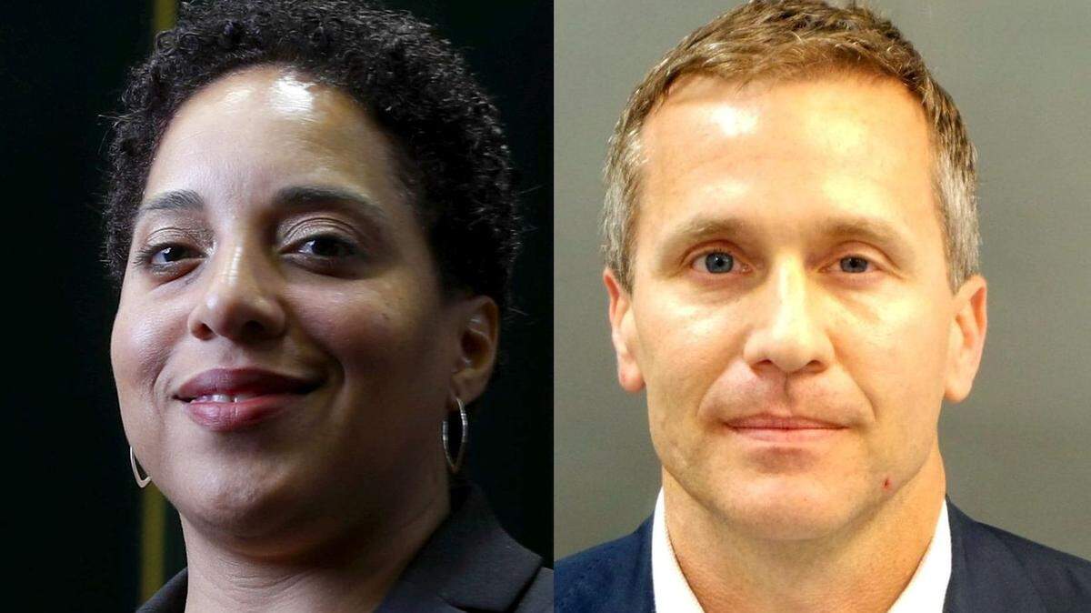 St. Louis Circuit Attorney Kimberly Gardner and Missouri Gov. Eric Greitens