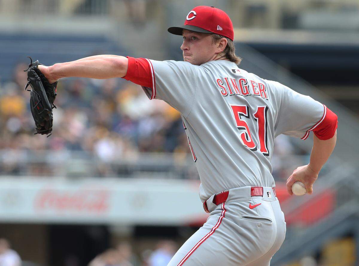 Pitcher Brady Singer was traded from the Royals to Cincinnati in the offseason. He is back at Kauffman Stadium this week and is scheduled to be the Reds’ starting pitcher against Kansas City on Tuesday, May 27, 2025.