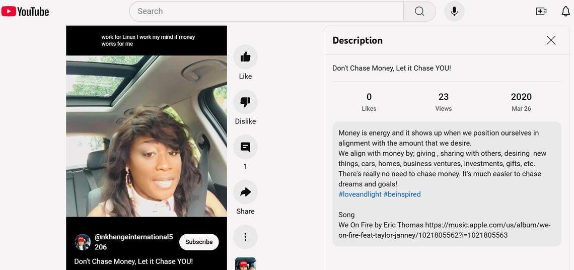 Nkhenge Shropshire posted this video about goals and finances in this 2020 YouTube video. Two years later, she pleaded guilty in federal court to COVID-loan related fraud.
