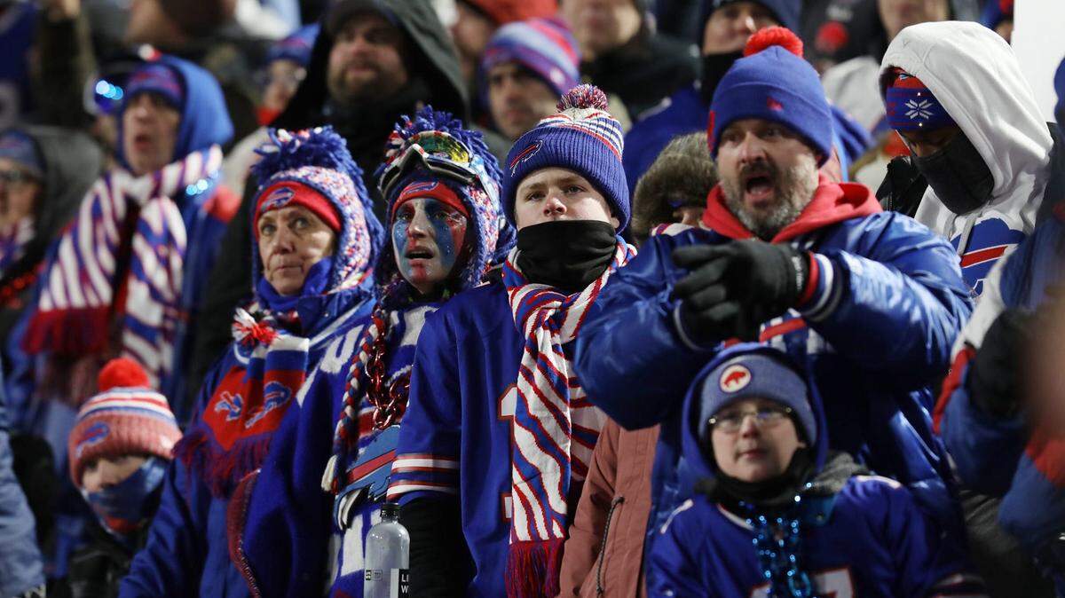 Bills fans watch the action during the second half of the Bills divisional game against Kansas City Chiefs at Highmark Stadium in Orchard Park on Jan. 21, 2024.