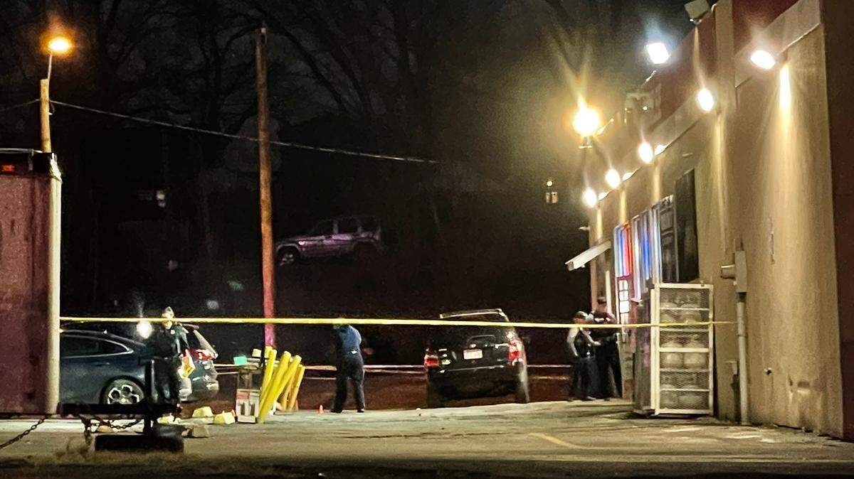 Kansas City police officers investigate the city’s 26th homicide after a man was shot and killed in the area of East 24th Street and Hardesty Avenue.