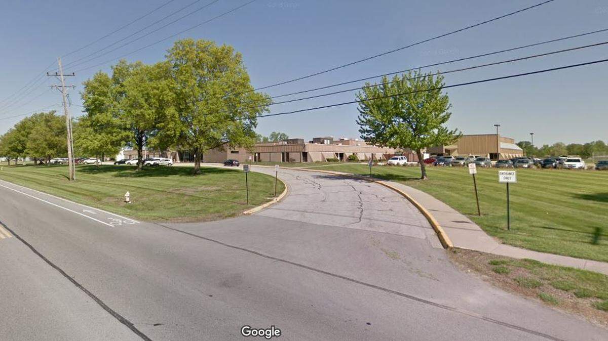 Overnight thunderstorms knocked down utility poles on the west side of Olathe leaving three school buildings, including Oregon Trail Middle School, without power and forcing classes to be canceled Thursday. This Google Maps Street View image of the area is from 2018.