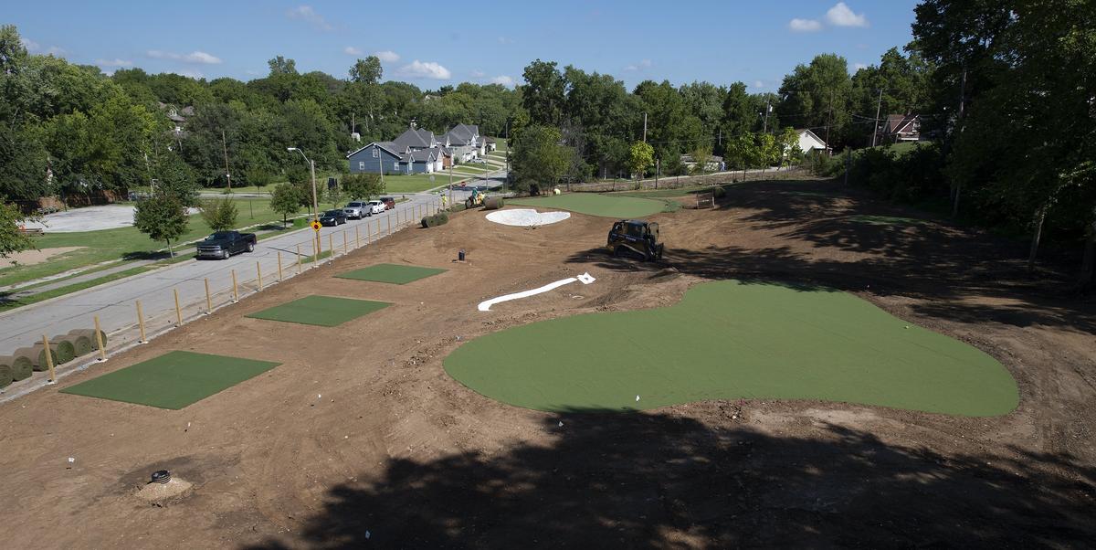 The first phase of the Harris Park Golf & Learning Center includes 12 shots into two holes. A planned $250,000 second phase will expand to the south.