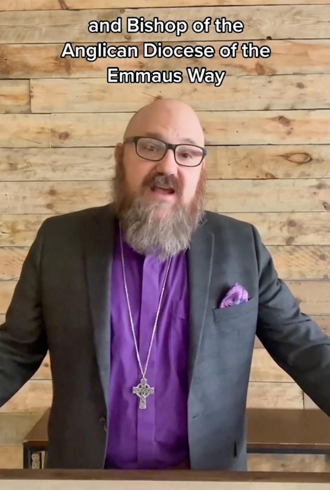 Pastor Justin Meier, in a screenshot from a TikTok video, would be investigated by the Anglican Diocese of the Emmaus Way which found “Bishop Meier has falsely represented himself as a Licensed Professional Counselor to the Anglican Free Communion International.”