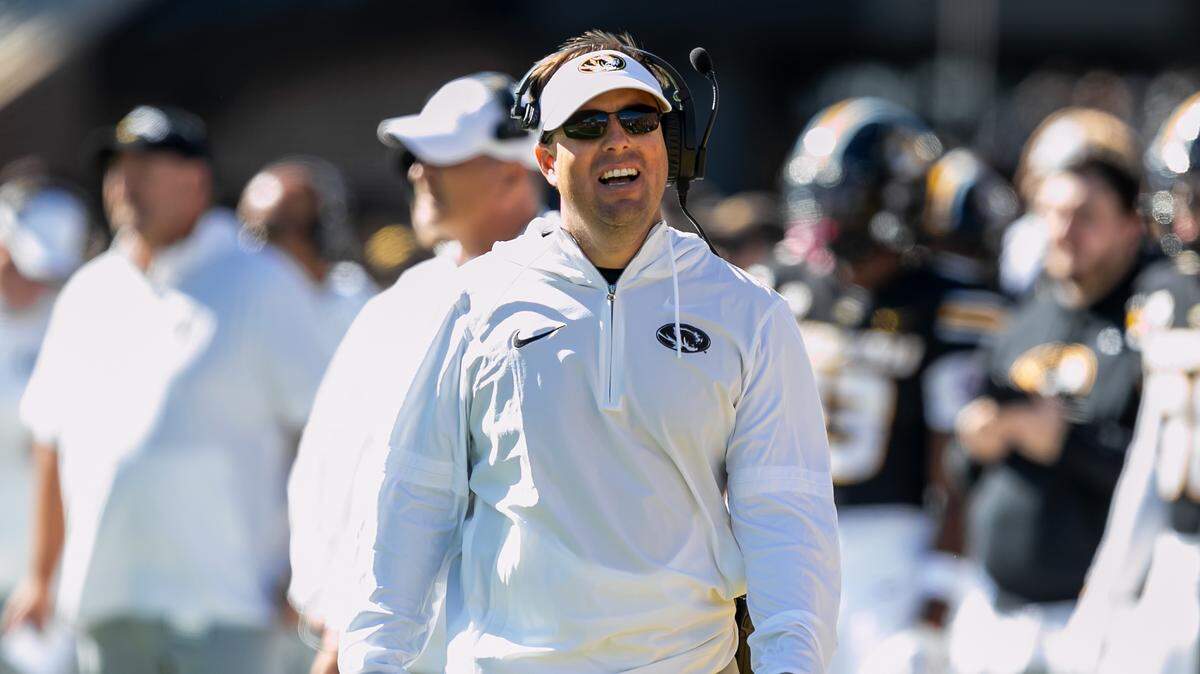 Missouri head coach Eliah Drinkwitz reacts to a call during the game between the MU Tigers and LSU on Saturday, October 7, 2023, in Columbia.