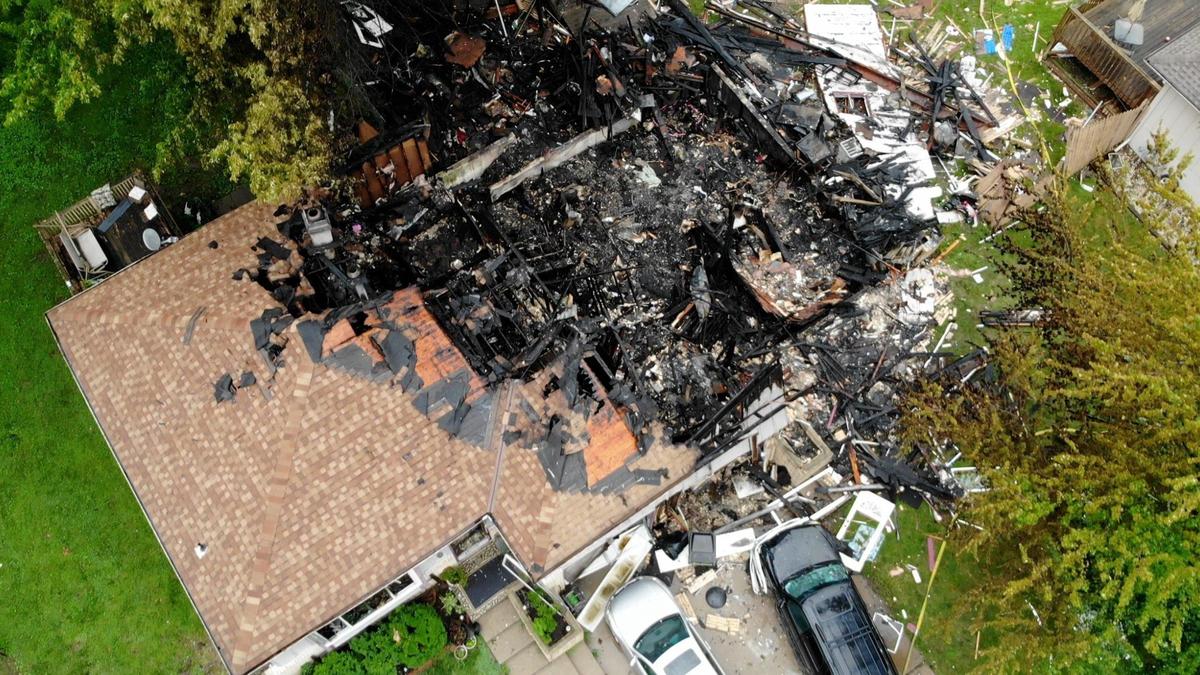 A duplex in the 7500 block of Englewood Avenue in Raytown exploded and caught fire Monday evening, June 28, 2021. Several people were injured, according to police.