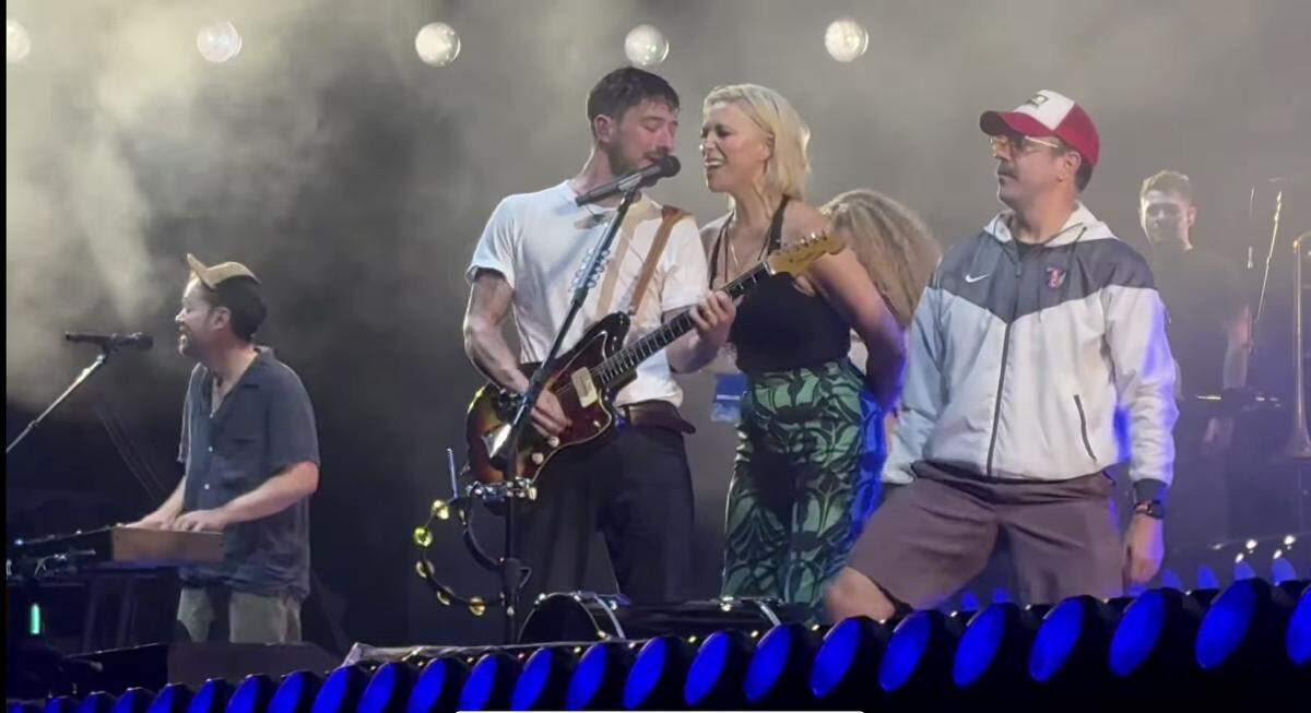 Hannah Waddingham joined lead singer Marcus Mumford for part of the song