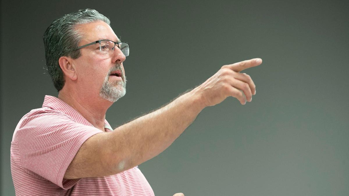 Joe Nicola, a Jackson County pastor and Republican nominee for District 11 in the Missouri Senate, spoke at a discussion on a senior property tax freeze. The event was held Thursday, October 10, 2024 at the Buckner City Hall.