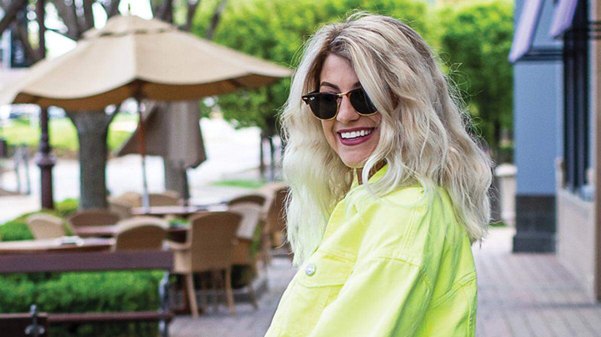 Ashley White of Le Stylo Rouge is a fan of summer’s hottest 1990s-inspired color trend, neon.