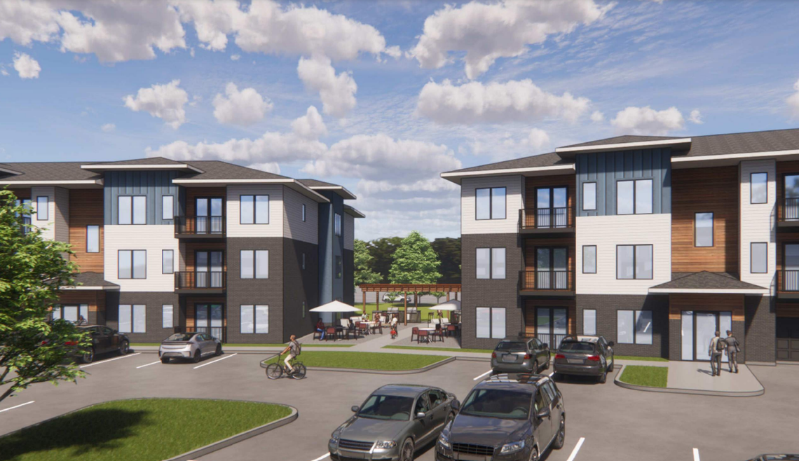 The Schlagel Farms development in south Overland Park, at 175th Street and Pflumm Road, will include 300 apartments and 150 townhomes, restaurants and retail.