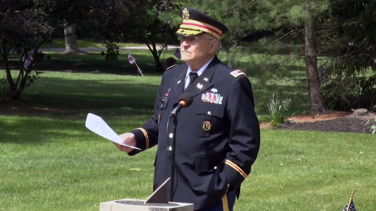 Lt. Col. Barnard Kemter speaks during a Memorial Day event in Hudson, Ohio.