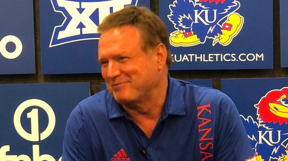 Kansas basketball coach Bill Self spoke with media members at his 2022 summer basketball camp for youths.